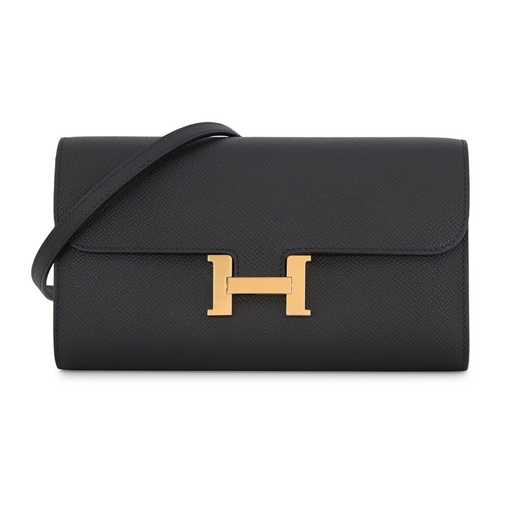 Hermes Constance To Go Long Wallet, Black, Material: K Stamp, HERMES, Shoulde...